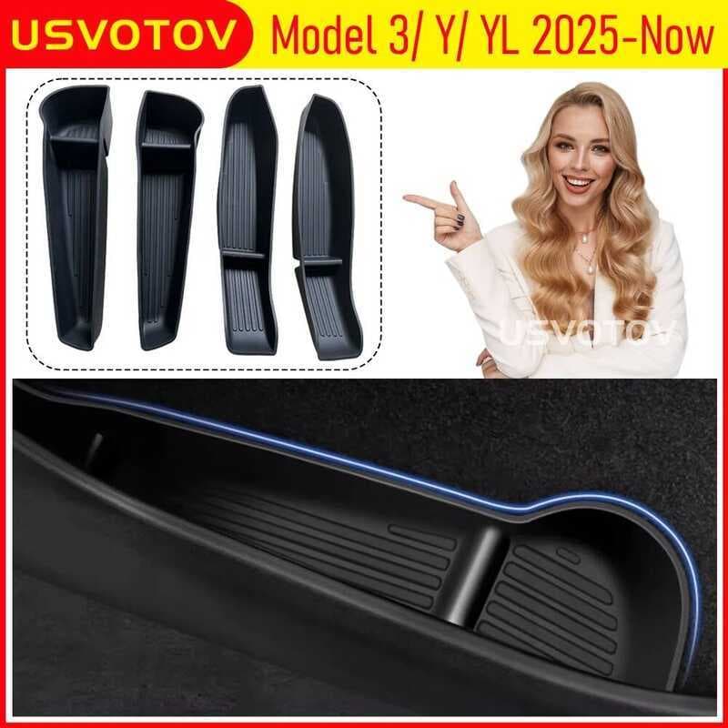 USVOTOV Caixa De Armazenamento Lateral Do Carro Para 2025 2026 Tesla Y Juniper 3 Modelo YL Acessórios Porta Organizador