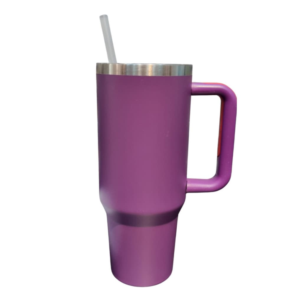 Normal - Copo Caneca (1200 ml) Térmica Inox com Alça e Canudo - Roxo