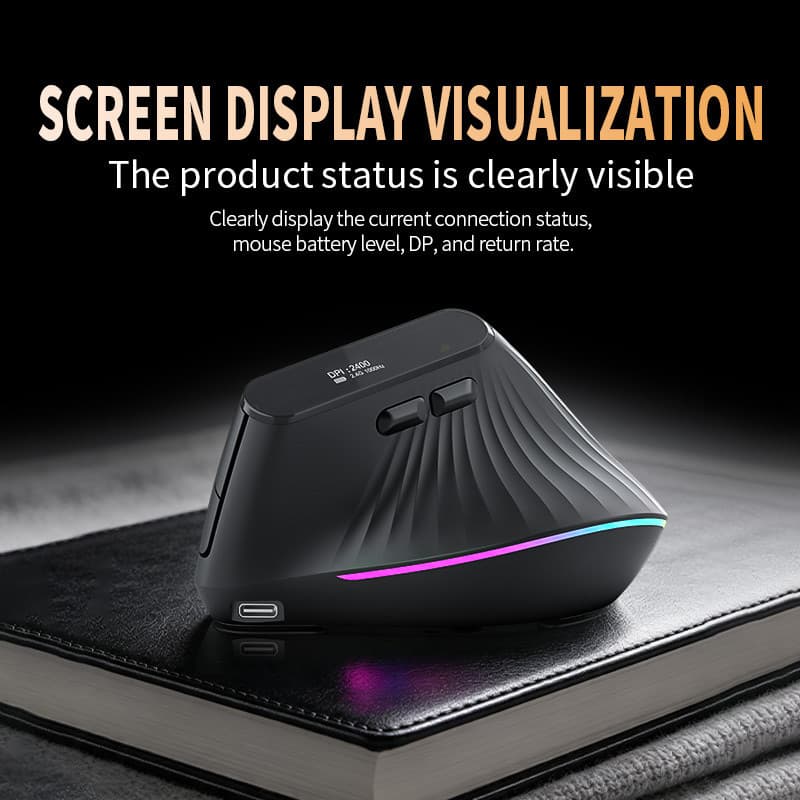 JOMAA Tri-mode Bluetooth Mouse Sem Fio RGB Ergonômico Gaming Vertical Recarregável Ratos Para Multidispositivo
