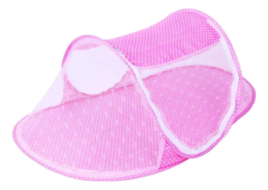Mini Berço Infantil Portatil Com Mosqueteiro SNH47 Snel Home Cor: Rosa