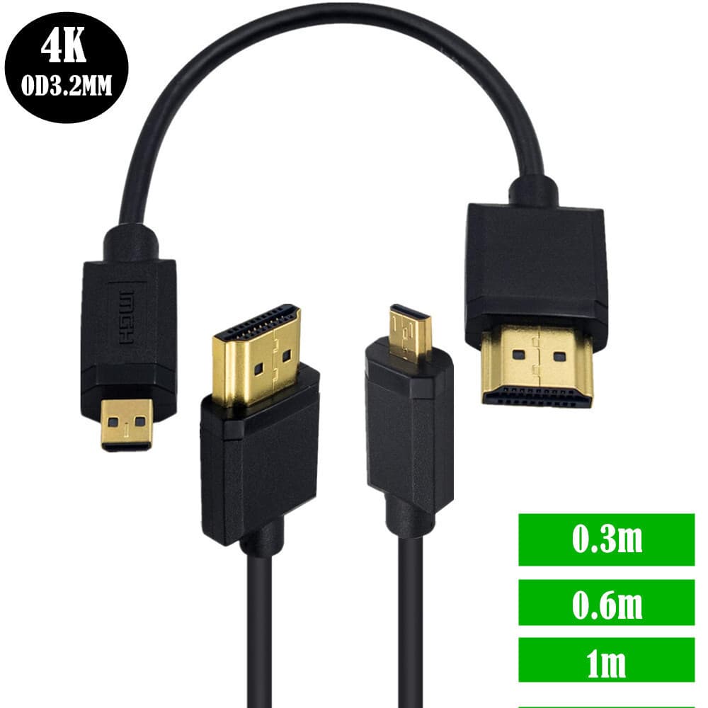 Cabo de vídeo HDMI HD Cabo de dados Câmera Digital Cabo micro hdmi Versão 2.0 4k * 2k @ 60HZ Cabo de conversão de vídeo