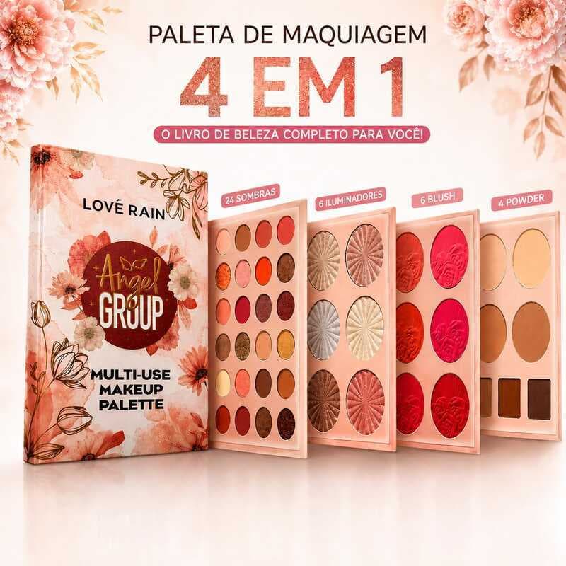 Paleta 4 em 1 Angel Group: O Livro Maquiagem Completo ,40 Cores de Alta Pigmentação,Sombra,blush,iluminador,contorno