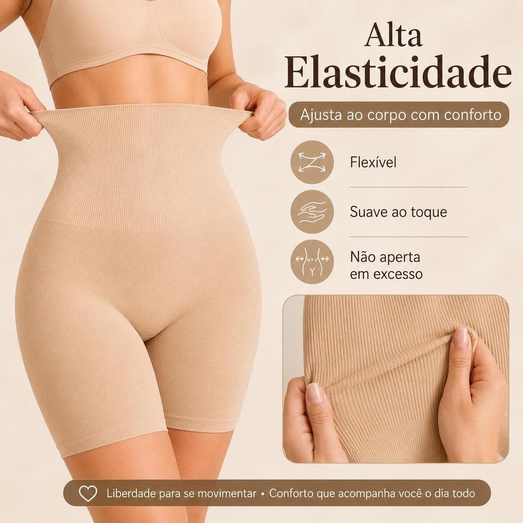 Calcinha Modeladora Feminina Tipo Bermuda Cintura Alta Sem Costura Compressão Confortável 4 Cores