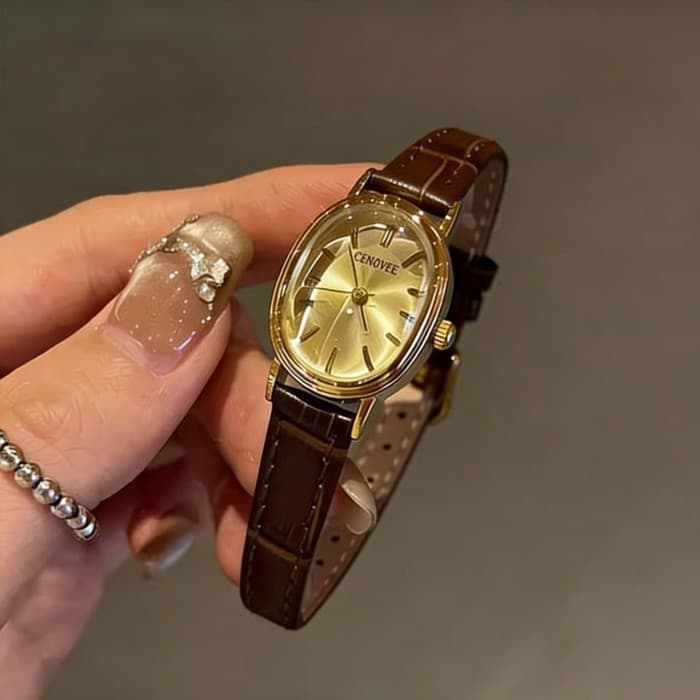 Boolibyoo relógio feminino novo estilo moda pequeno requintado senhoras temperamento Retro pequeno marrom relógio femini
