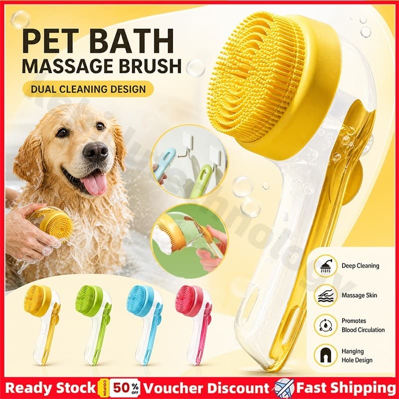 Escova De Banho Para Cuidados Com Animais De Estimação Liberação Líquida Design De Alça Longa Dentes De Silicone Macio M