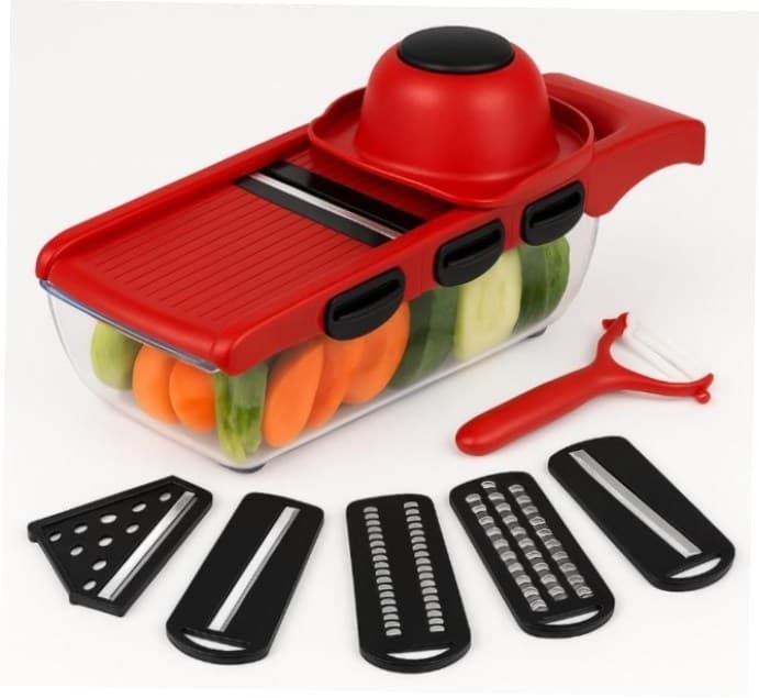 Cortador de Legumes 6 em 1 Mandoline Fatiador Ralador Aço Inox Multifuncional