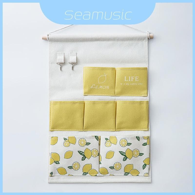 E Organizador De Montagem Em Parede Com Estampa Laranja Limão Design Multibolso Para Solução De Armazenamento De Quarto