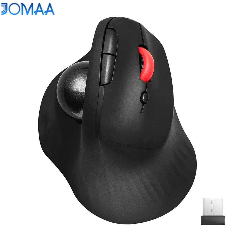 JOMAA Bluetooth E USB Mouse Sem Fio Vertical Trackball Controle Preciso De Polegar