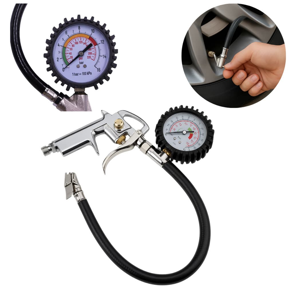 Calibrador De Pneus 1/4 Com Manômetro 220 Psi RE90 Snel Ferramentas