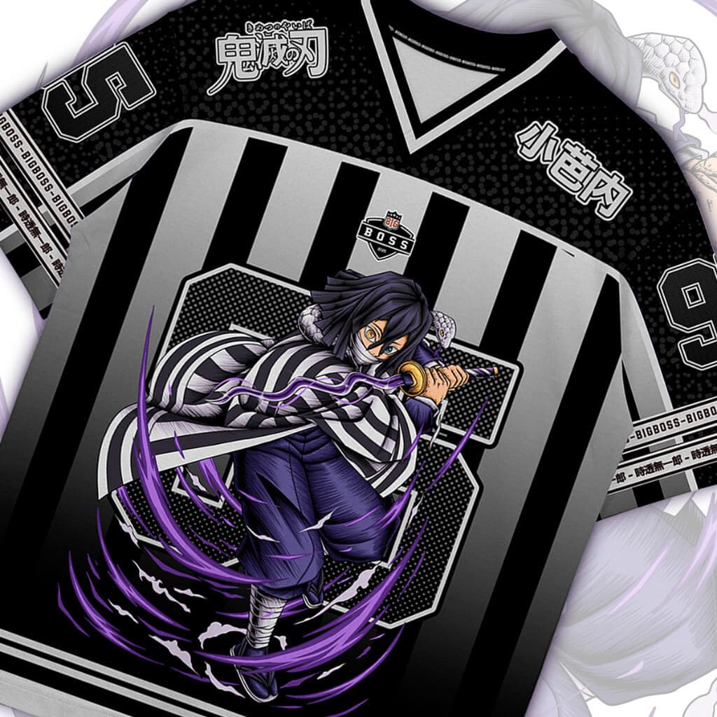 Camiseta Kaos Anime Demon Slayer Oversize Boxy Fit 095 Obanai Iguro Homens E Mulheres Versão Clássica De Secagem Rápida