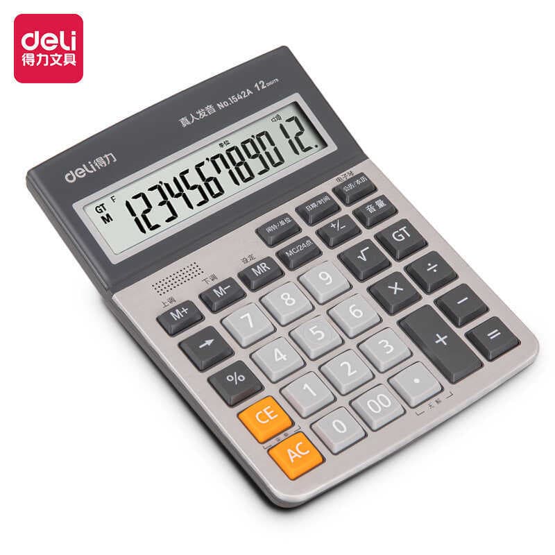 Deli 1541A/1542A Calculadora de voz Calculadora financeira de tamanho grande Computador multifuncional de tela grande de
