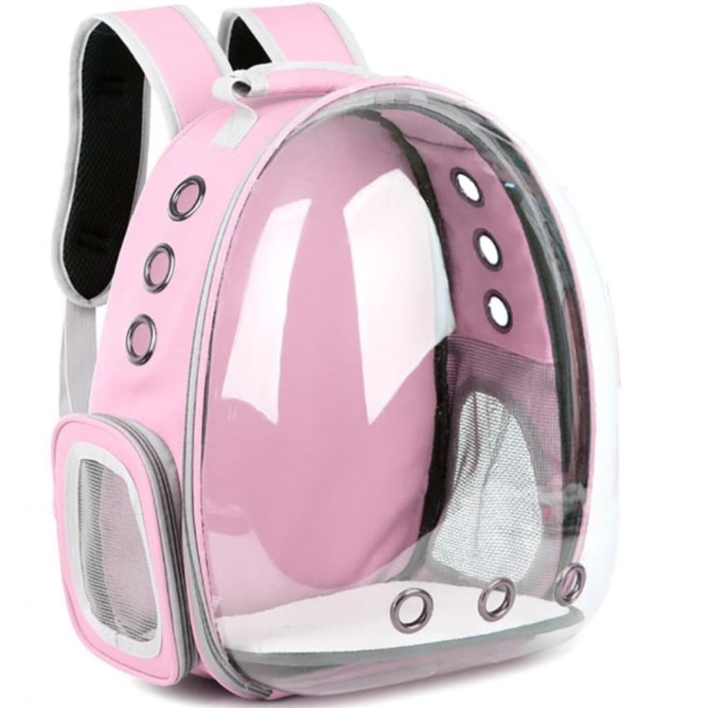ROSA - Mochila Pet Transporte para Cães e Gatos Visão Ampla com Entrada de Ar
