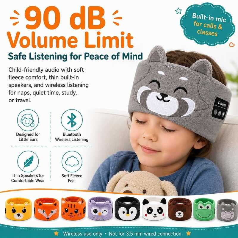 Sem Fio Sobre A Orelha Bandana Fones De Ouvido Dormir Com Microfone Crianças Para Escola Viagem Sono