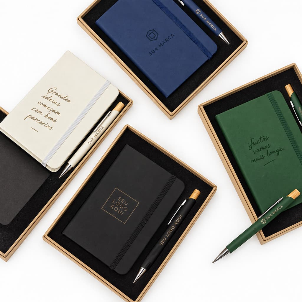 Kit Executivo 2 Peças com Caderneta e Caneta Personalizável
