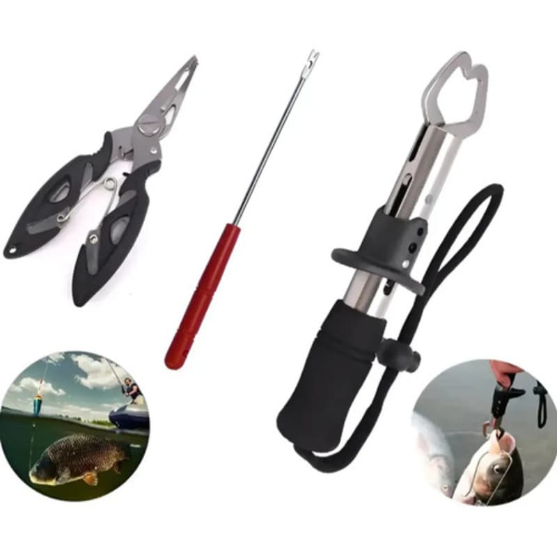 Kit 3 Alicate De Pesca Esportiva Saca Anzol Isca Lazer