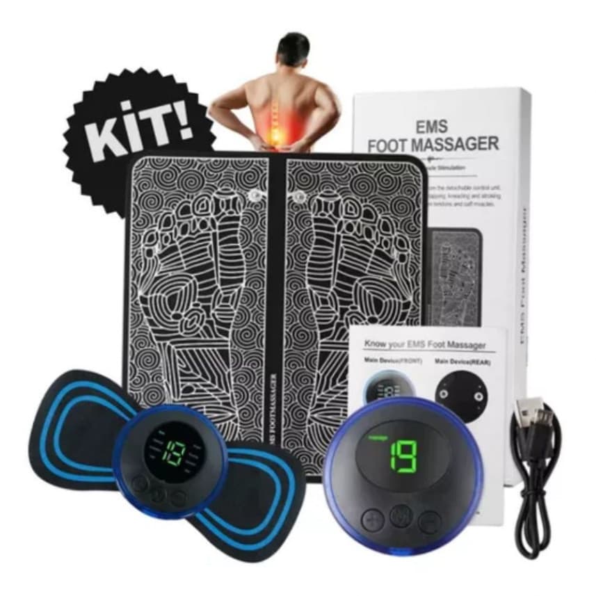 KIT MASSAGEM - Tapete e Massageador Elétrico - Dor nos Pés e Musculares