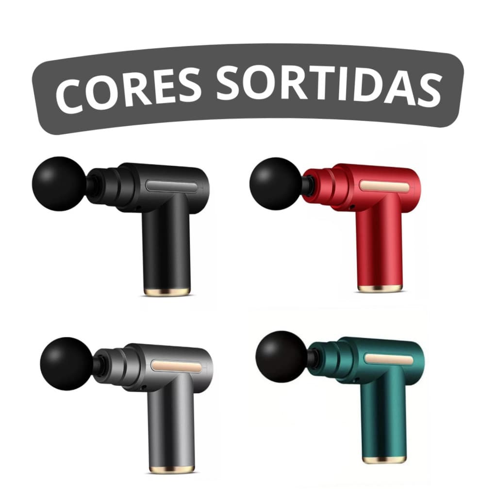 Mini Pistola de Massagem Elétrica com Acessórios e 6 Modos de Velocidade (Cores Sortidas)