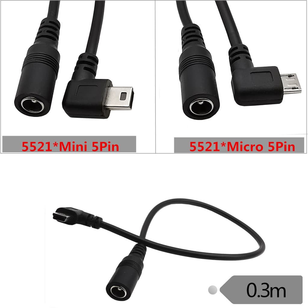 3A Cotovelo Micro Macho mini Macho para DC 5.5x2.1 Fêmea Cabo de Conversão de Carregamento de Energia 5521 Fêmea