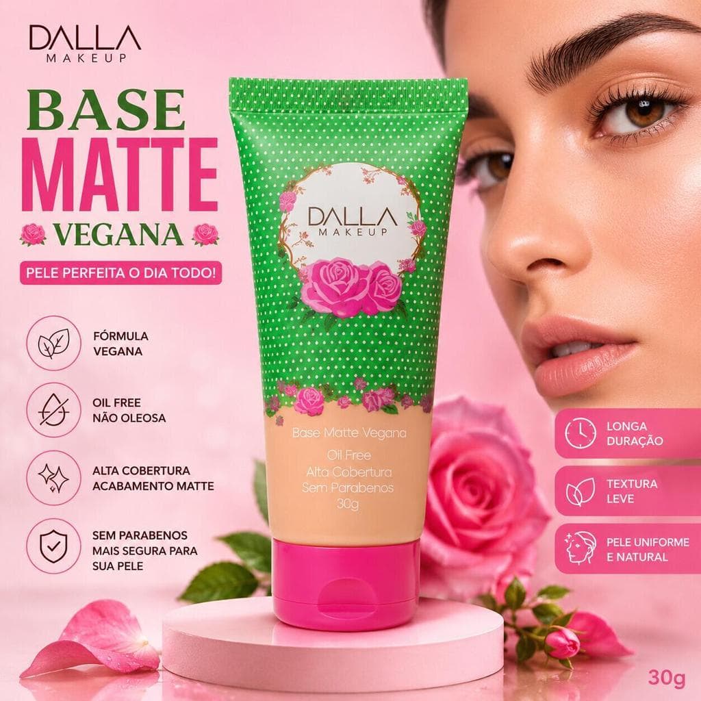 Base Vegana Dalla DL904C Cobertura Natural Efeito Matte Resistência à Água e Longa Duração