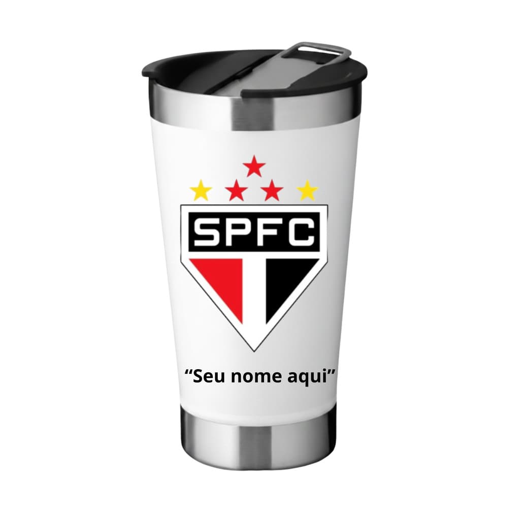Copo Térmico Inox Personalizado 450ml Tema time  Futebol com Tampa