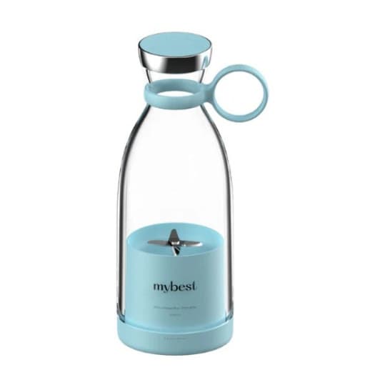 Garrafa De Água E Mini Espremedor 2 Em 1 Portátil Recarregável 350ml Azul Claro Liquidificador Shakes Sem Fio Usb Induçã