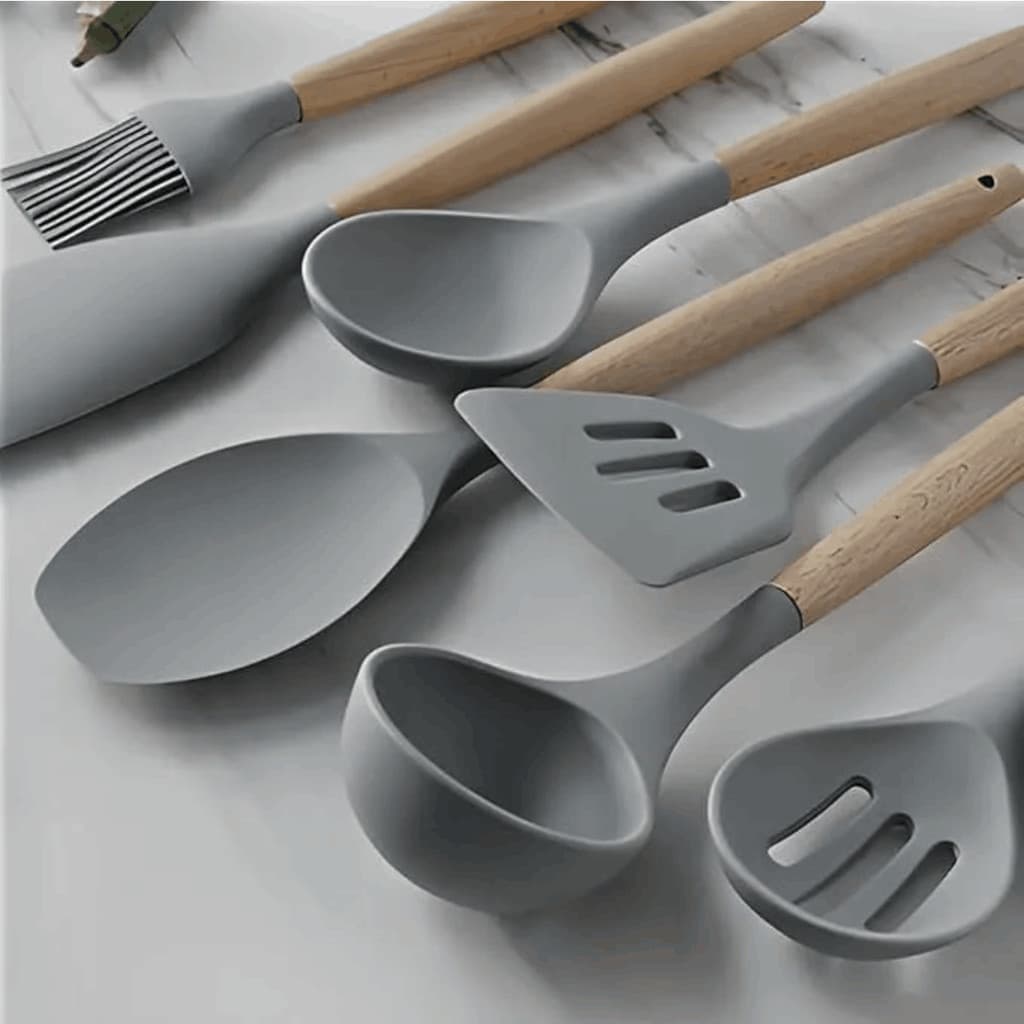 Conjunto de Utensílios de Cozinha Completo  19 peças - Cinza