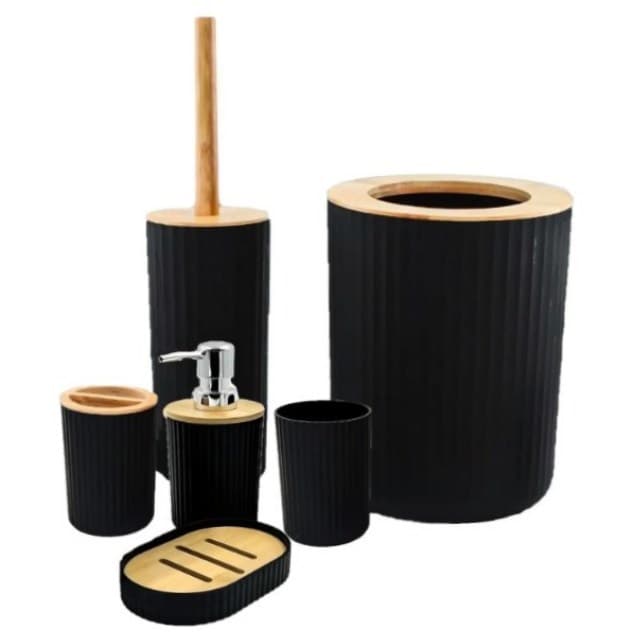 BRANCO - Conjunto de Acessório para Banheiro - Bambu 6 Peças BM-F1080B
