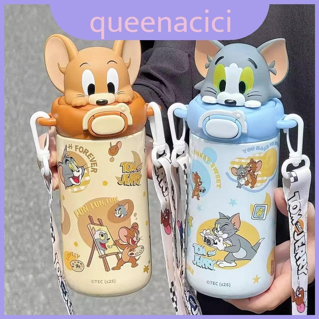 Recipiente De Água Tom E Jerry Com Fechadura Canudo Para Deslocamento Presentes Familiares