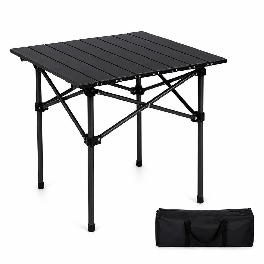 Mesa Dobrável Preto Portátil Camping Aço Resistente com Bolsa Transporte Pesca Jardim Praia Acampamento Snel Home