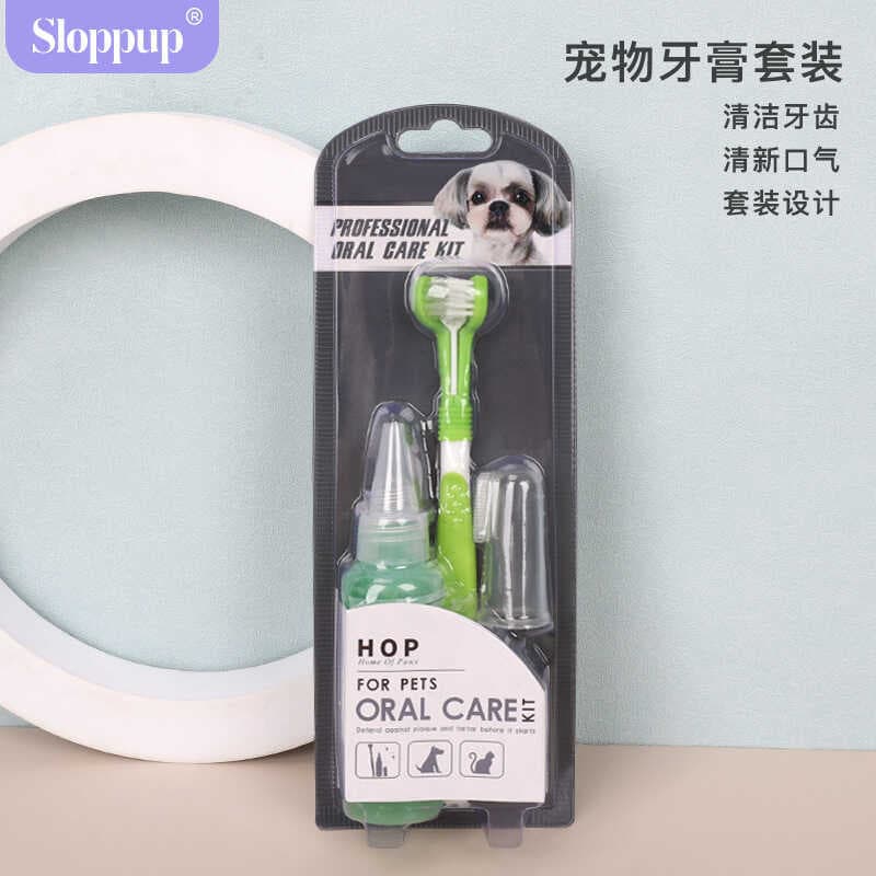 Conjunto de pasta de dente para animais de estimação Sloppup Conjunto de escova de dentes em Gel Escova de dentes para c