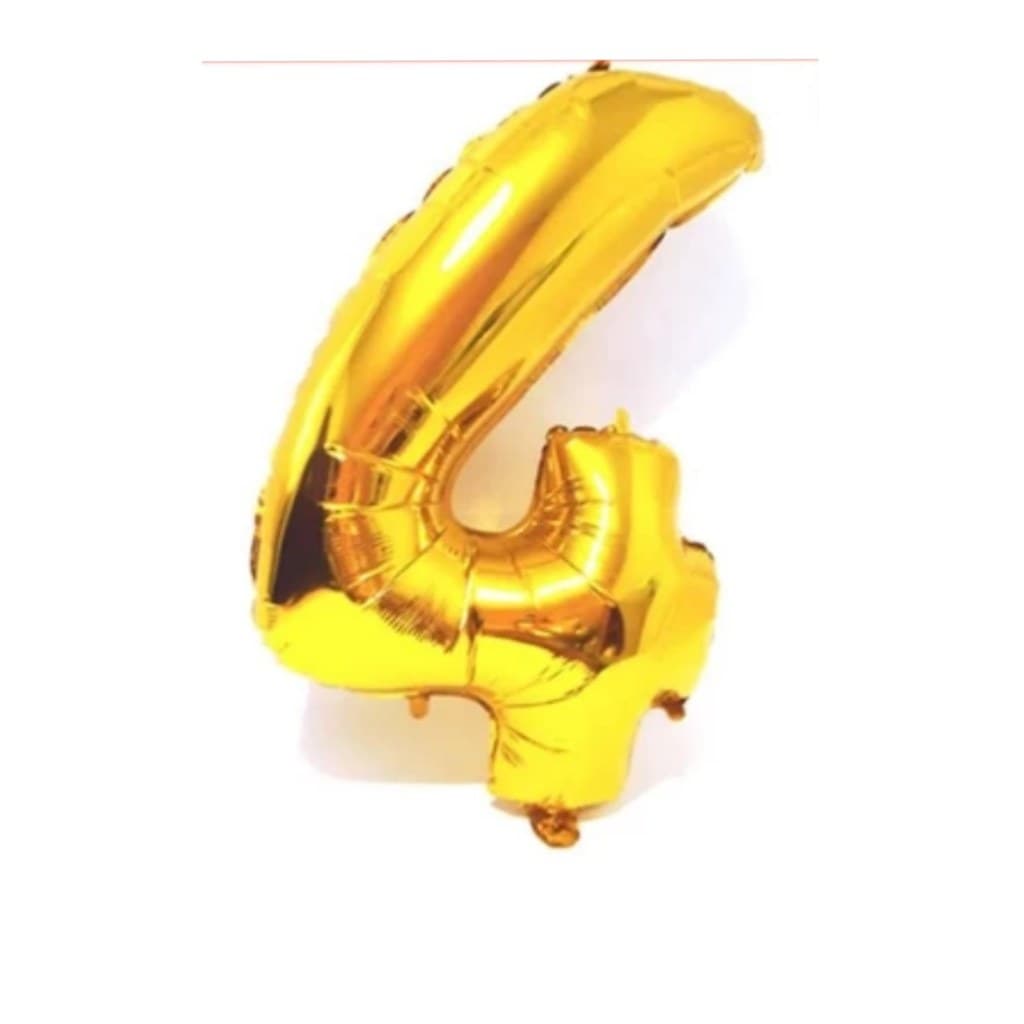 Balão Número 4 ( QUATRO ) Dourado Metalizado 16 Polegadas 40cm Festa Aniversário Decoração