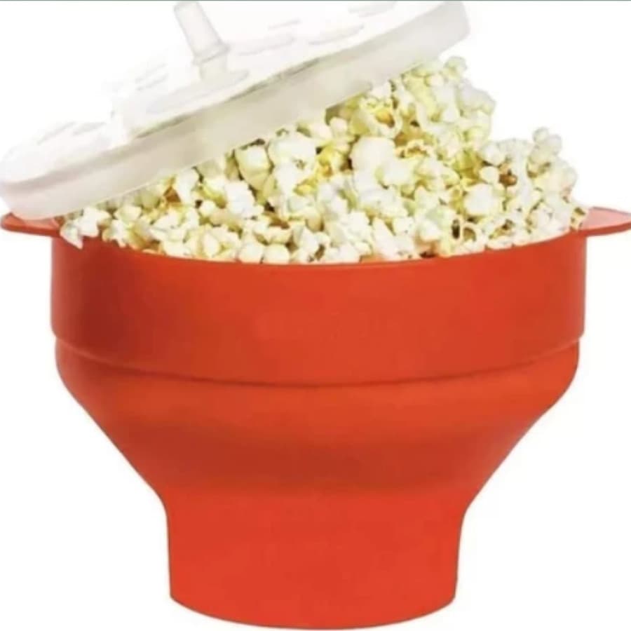 Pipoqueira Grande Para Micro-ondas Sem Óleo Balde Pipoca Silicone Redonda Com Tampa Livre BPA