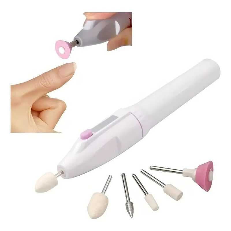 Lixador Elétrico de Unhas, Aparelho para Lixar e Remover Cutículas, Funciona com 2 Pilhas AA