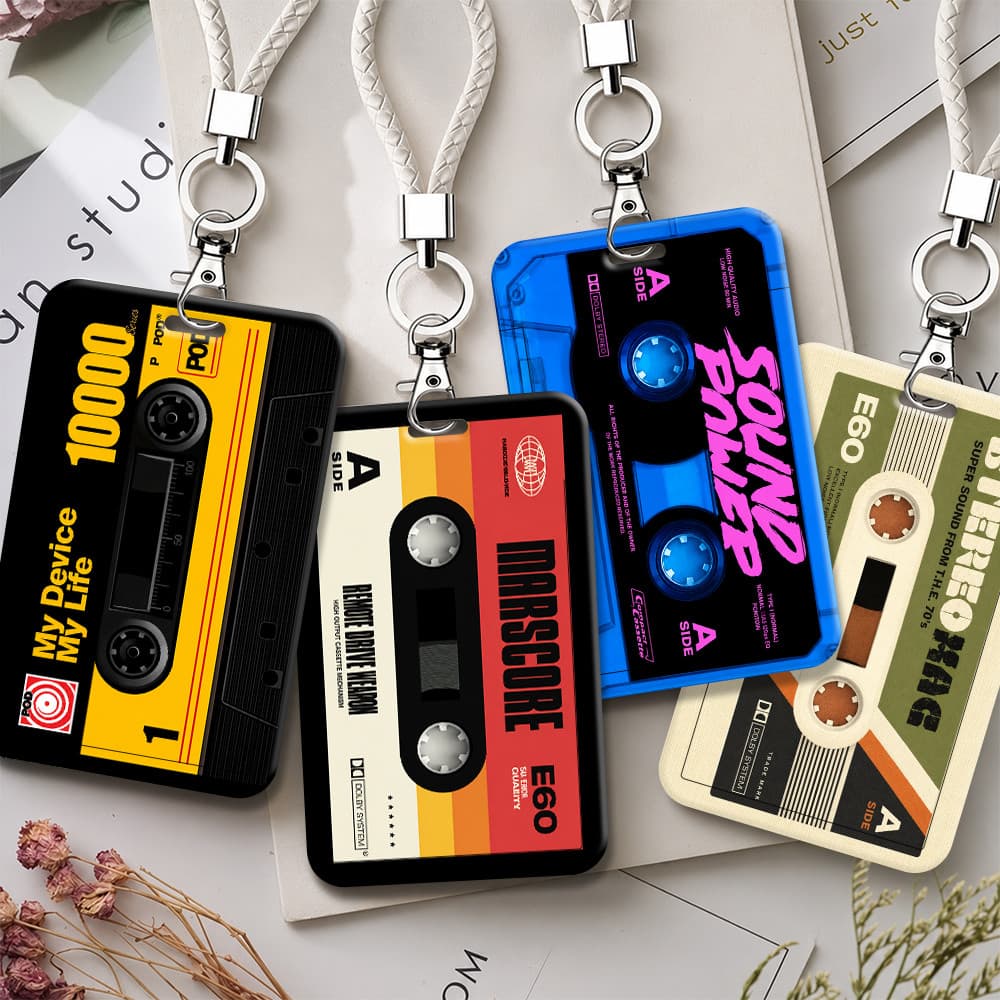 Porta-Cartões De Identificação De Plástico Com Fita Musical Vintage Alça De Chaveiro Para Cartão De Campus De Estudante