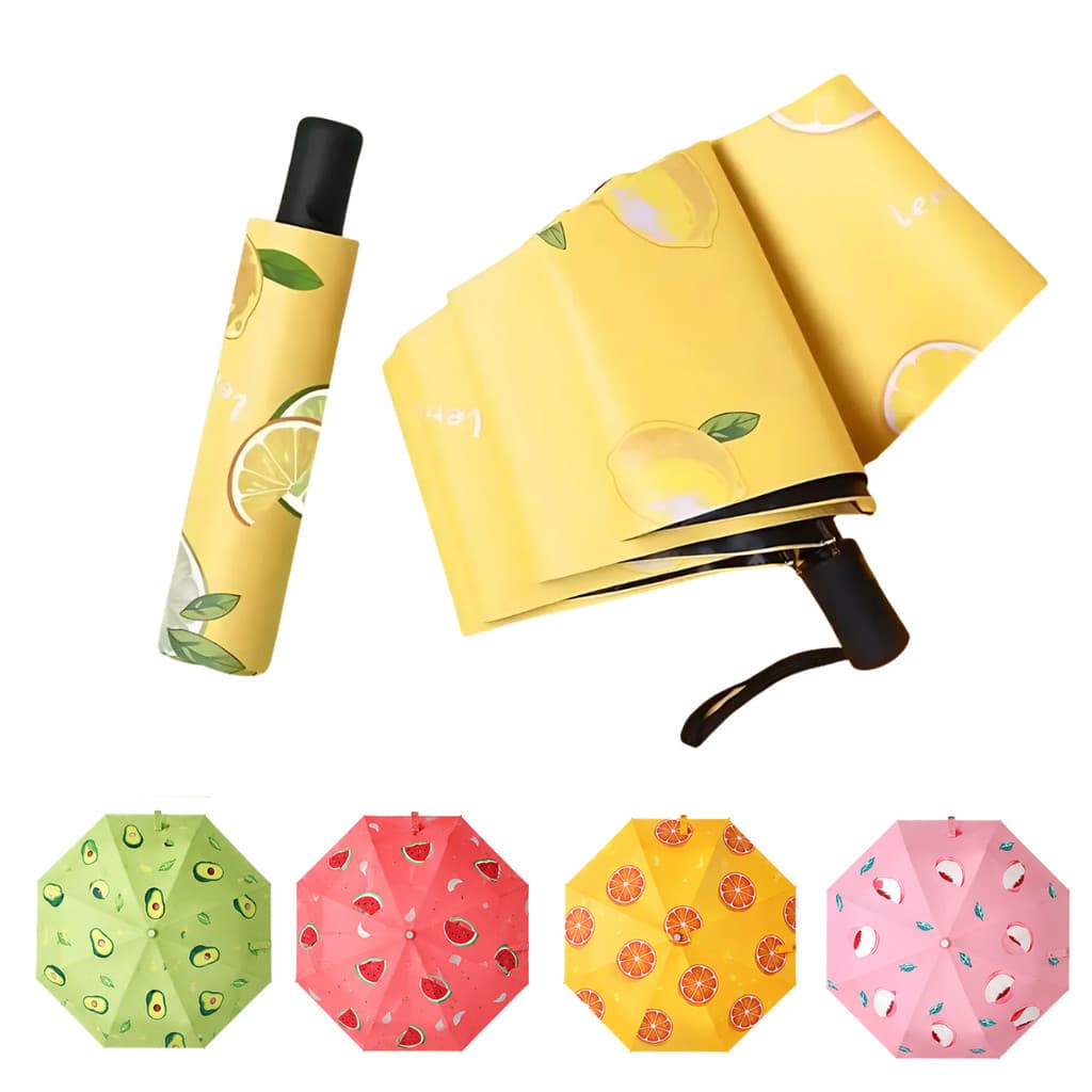 Guarda-Chuva Compacto Estampa de Frutas Verão 58cm