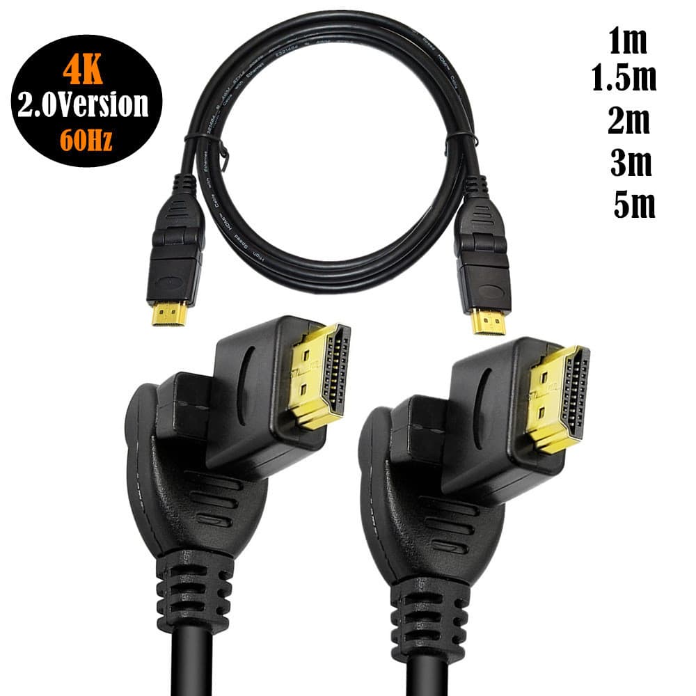 Cabo de vídeo versão 2.0 4K60Hz HD hdmi cabo 360 conector rotativo estéreo hdmi macho para hdmi macho cabo de conversão