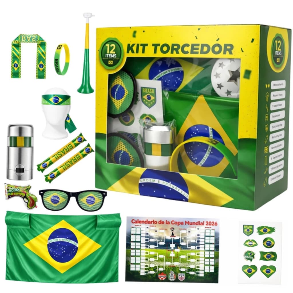 Kit Torcedor Brasil Copa 2026 - Completo Acessórios Festa
