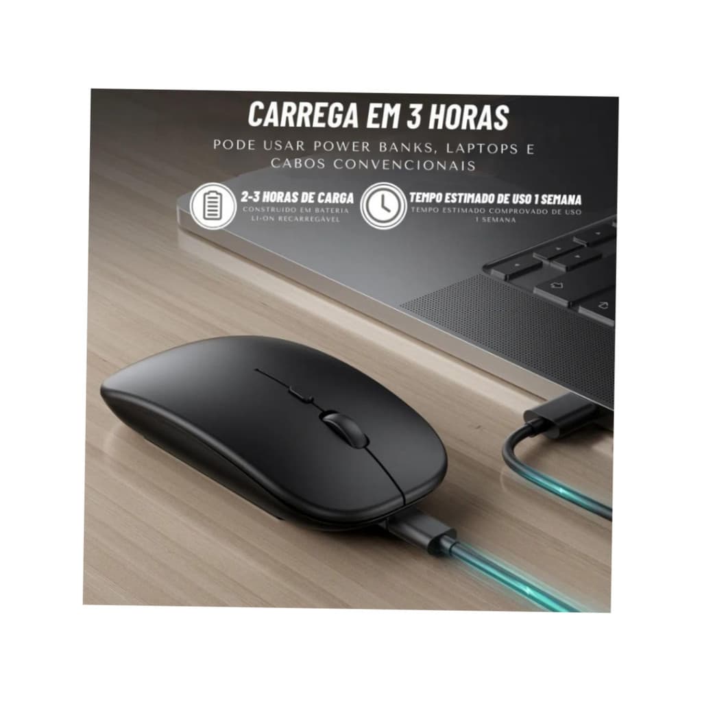 Mouse Sem Fio Bluetooth RGB 1600 dpi - (Cores Sortidas)