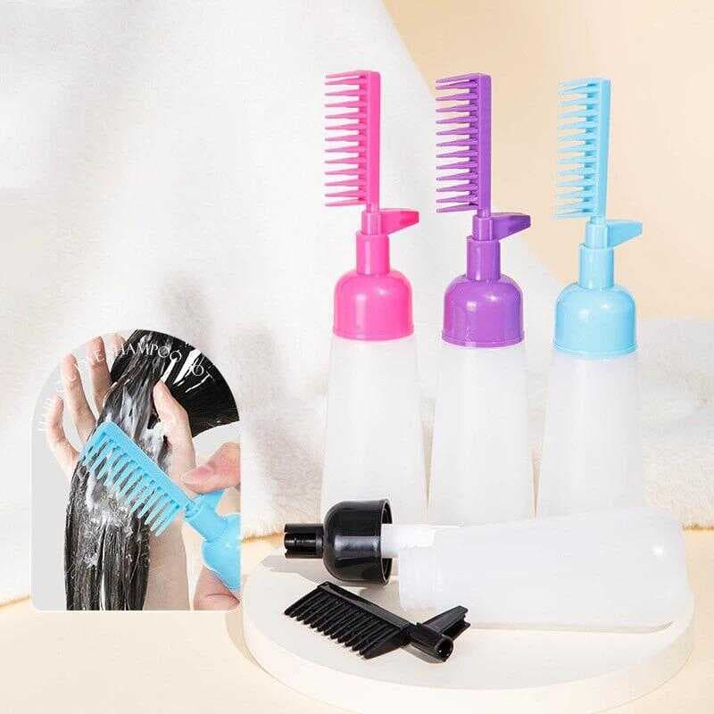 Frasco Aplicador Tinta Capilar 120ml com Pente Integrado, Cores: Vermelho/Azul/Roxo/Rosa/Preto, Envio de Cor Aleatória