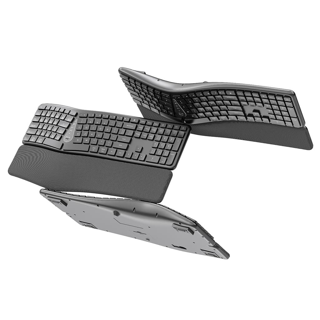 JOMAA Teclado Ergonômico Sem Fio Silencioso Dividido Com Pulso Bluetooth Recarregável Para Windows 7/8/10