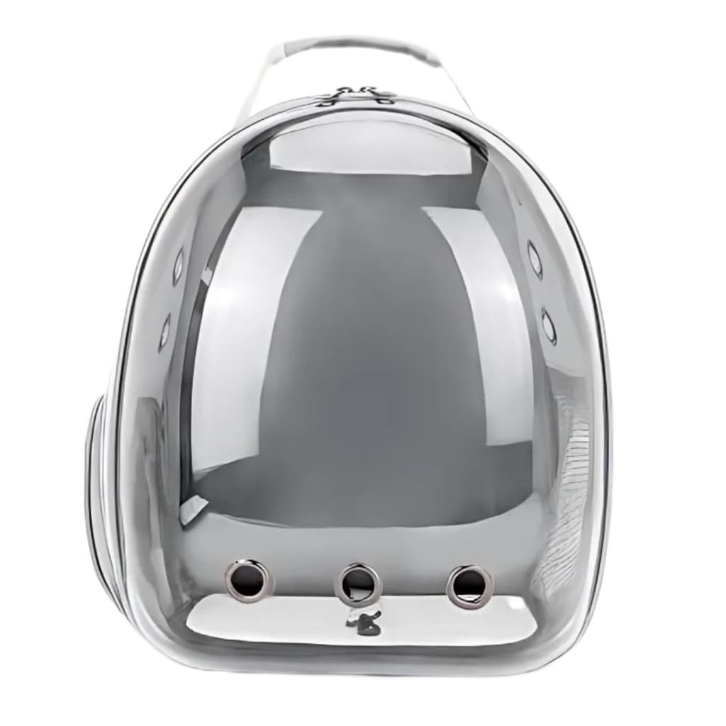 CINZA - Mochila Pet Transporte para Cães e Gatos Visão Ampla com Entrada de Ar