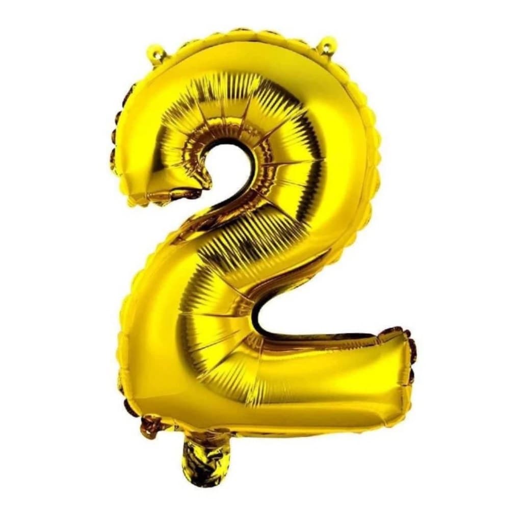 Balão Número 2 ( DOIS ) Dourado Metalizado 16 Polegadas 40cm Festa Aniversário Decoração