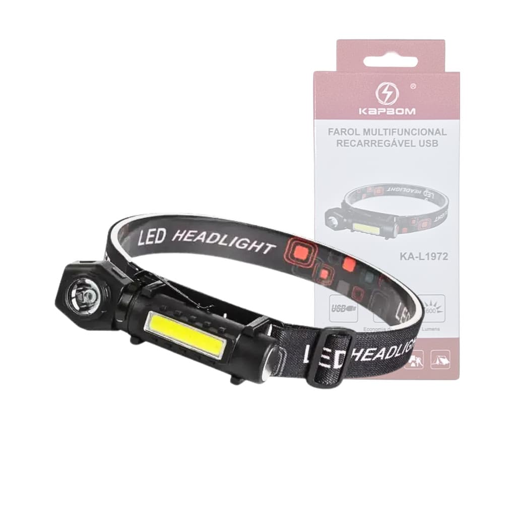 Lanterna De Cabeça 2 Em 1 Luz Led Xpe + Cob Kapbom KA-L1972