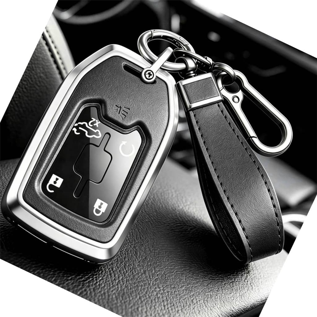 Capa Inteligente Para Chave De Carro , Liga De Zinco , Couro PU , Remota , Corrente Adequada GMC Chevrolet Silverado Tah