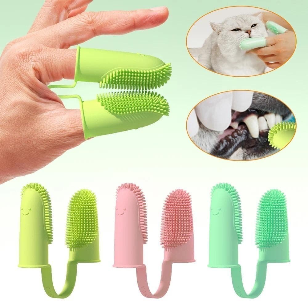 Escova de Dentes Super Macia de Dedo Duplo para Cães, Ferramenta de Limpeza de Dentes para Animais de Estimação, Cuidado