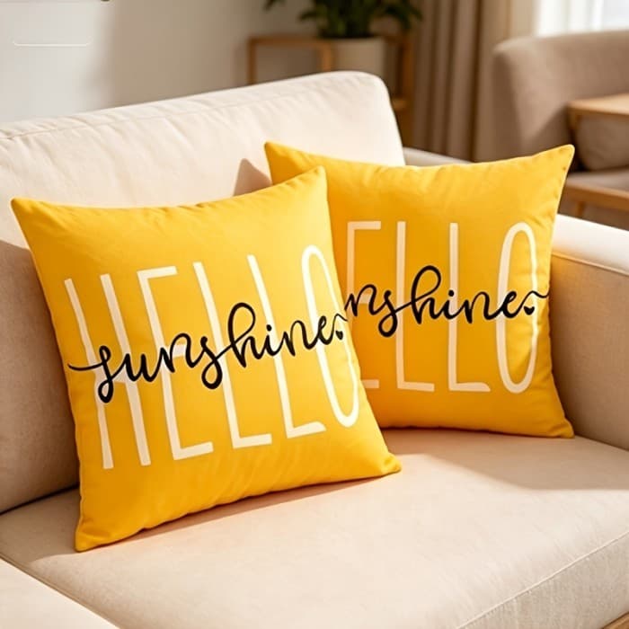 Fronha 1pc Par De Capas De Almofada Decorativas Com Um Design Alegre'hello Sunshine , Medição . 7X 7 Cm ,