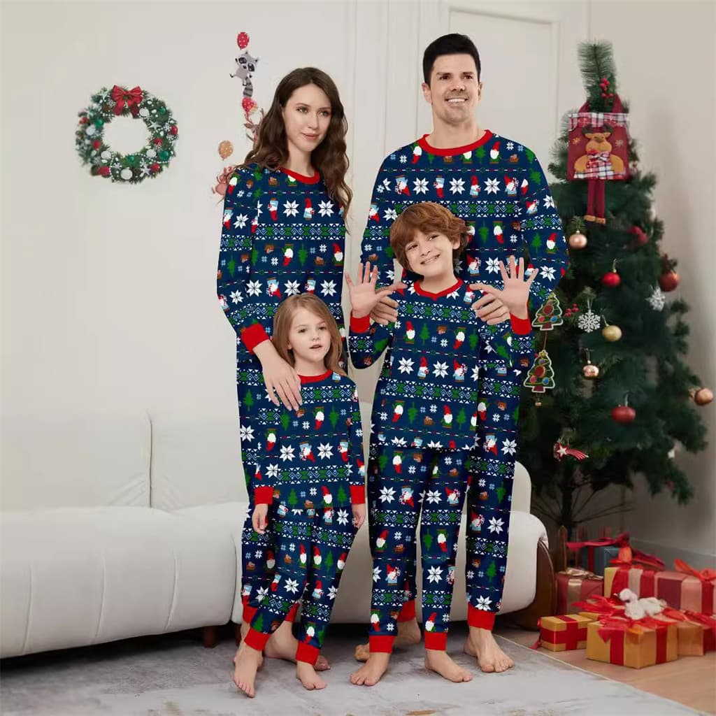 Nova Família Natal Combinando Pijamas Conjunto Todas As Árvores Imprimir Adultos Crianças Roupas De Manga Cheia Solto Ol
