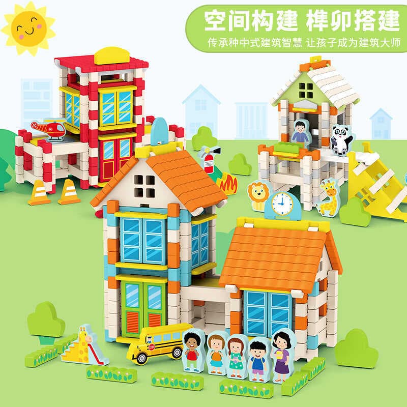 Luban Tenon Mao blocos de construção montagem casa arquiteto educacional das crianças montagem cabana pai-filho orelha