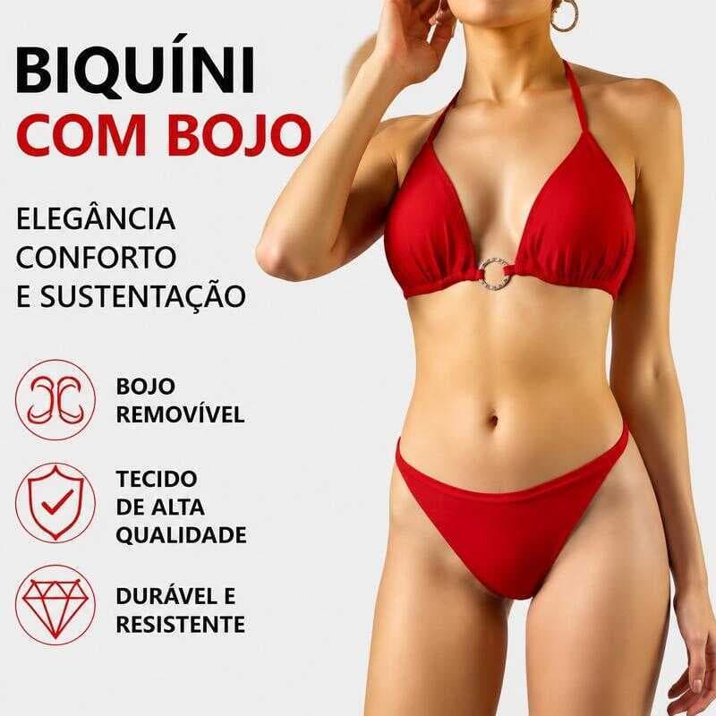 Biquíni Feminino que Valoriza o Corpo ✨ Bojo Removível + Argola Elegante