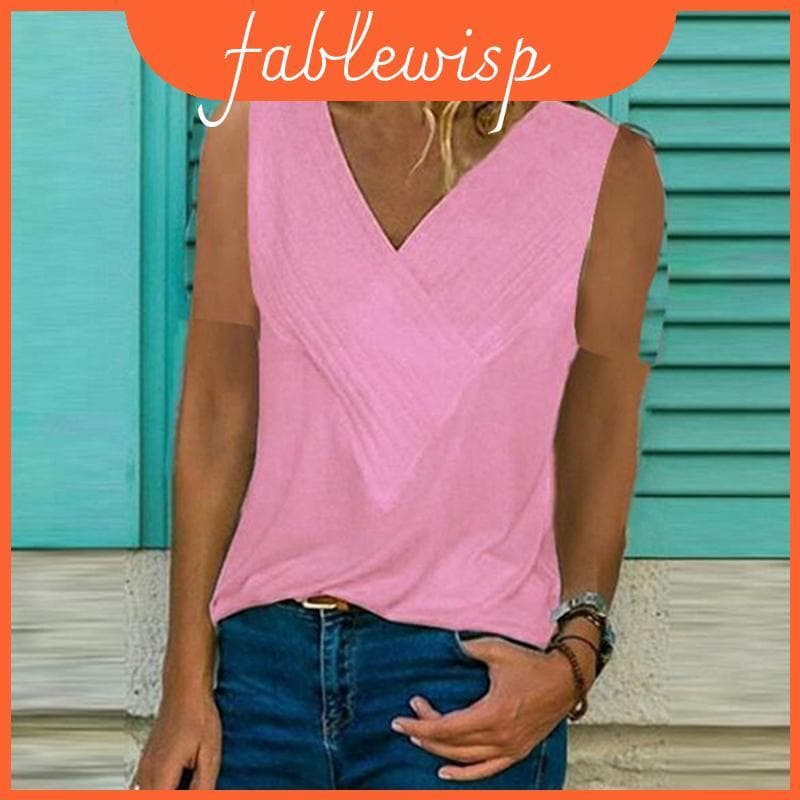 Qualidade Premium Feminina Sem Mangas Blusa Colete Topo Verão Casual Decote Em V Tanque Camiseta Camisas De Praia Estilo